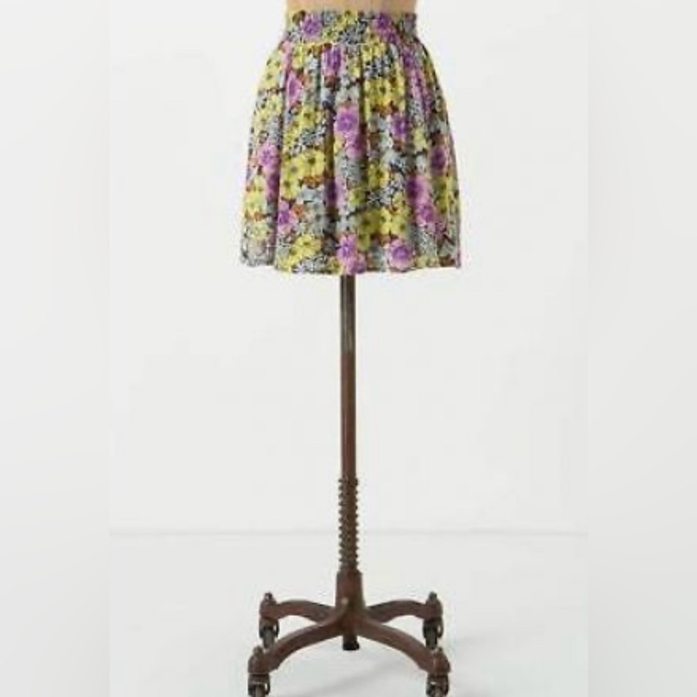 ANTHROPOLOGIE Leifnotes Floral Mini Skirt A-Line Bohemian Size 6